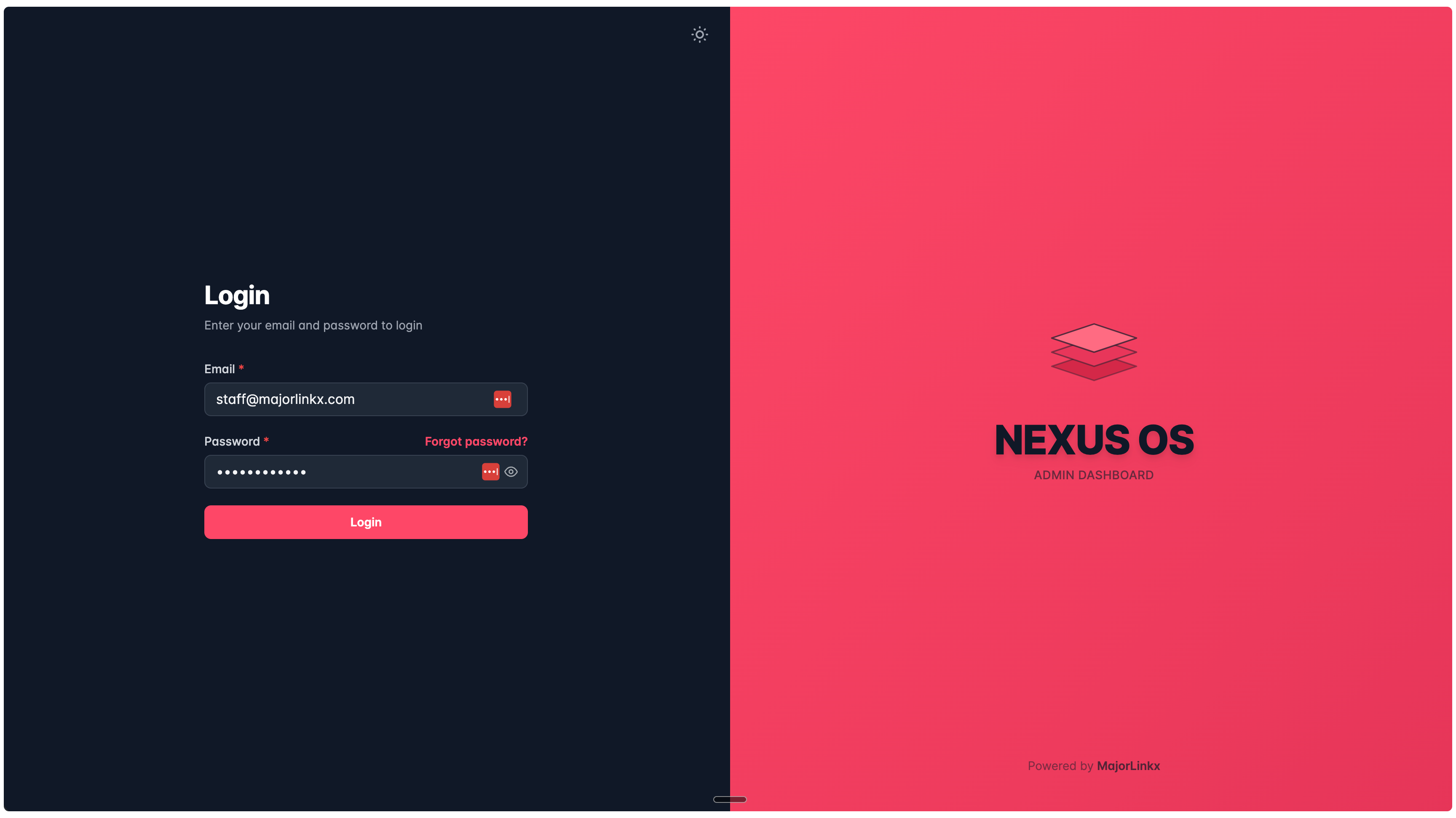 Operations admin dashboard