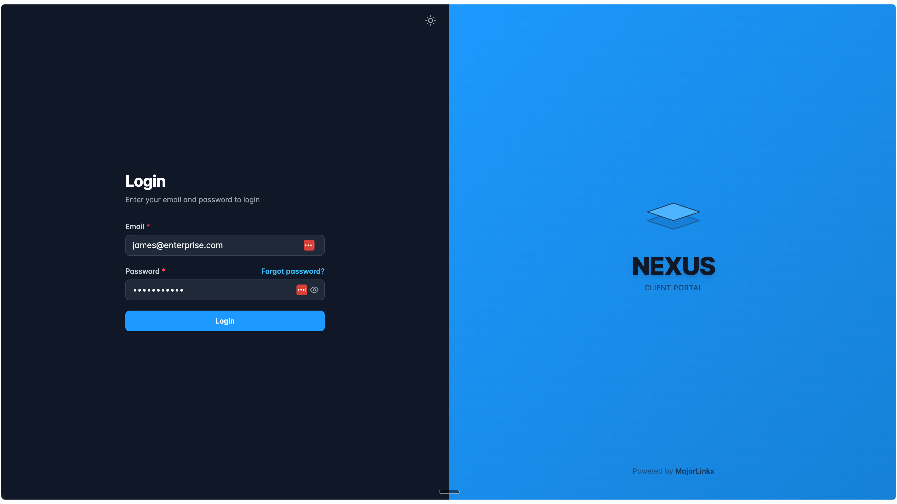 Client portal interface